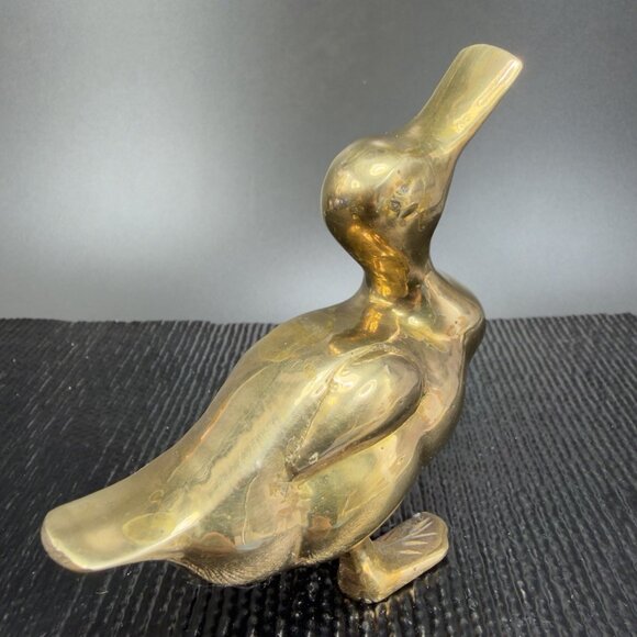 Vintage Metal Brass Gold Tone Duck Bird Figurine Decorative Metal Figure VTG - Picture 8 of 8